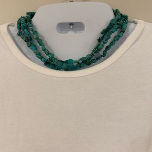 Turquoise and silver 3 strand necklace